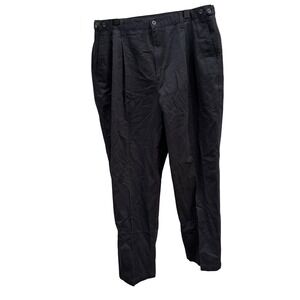 Roundtree & Yorke Mens Classic Fit Pleated Khakis Navy Blue 38x32 NWT